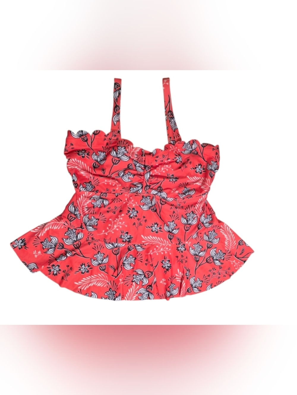 Floral Ruffled Coral Women's Tankini Top